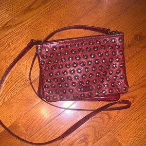 Frye Jenna Disc Crossbody color: brick red